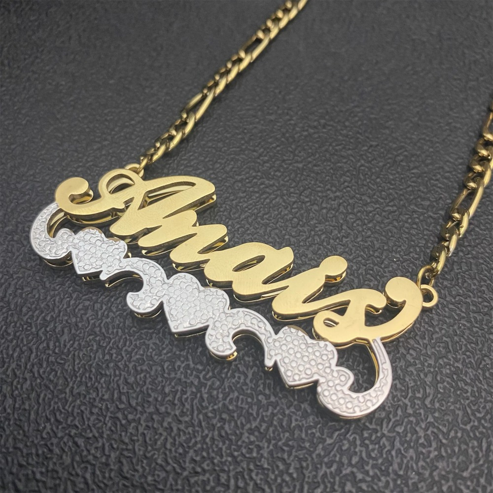 Personalized 18K Plated Stainless Steel Double Layer Name Necklace